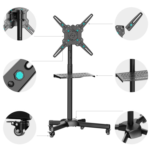 Напольная мобильная  стойка   ONKRON 23"-60", чёрная TS1171 Напольная мобильная  стойка   ONKRON 23"-60", чёрная TS1171