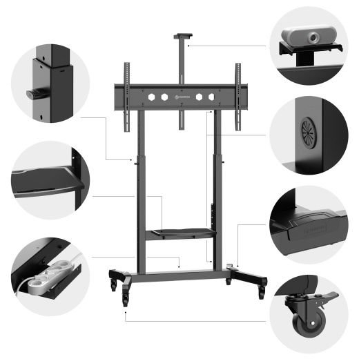 Напольная мобильная стойка 55"-100", TS1991E черная