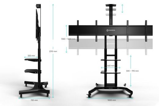 Напольная мобильная  стойка для двух телевизоров  ONKRON 40"-65", чёрная TS1881DV