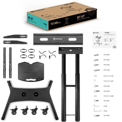Напольная мобильная  стойка для  интерактивной панели   ONKRON 50"-83", чёрная TS1380
