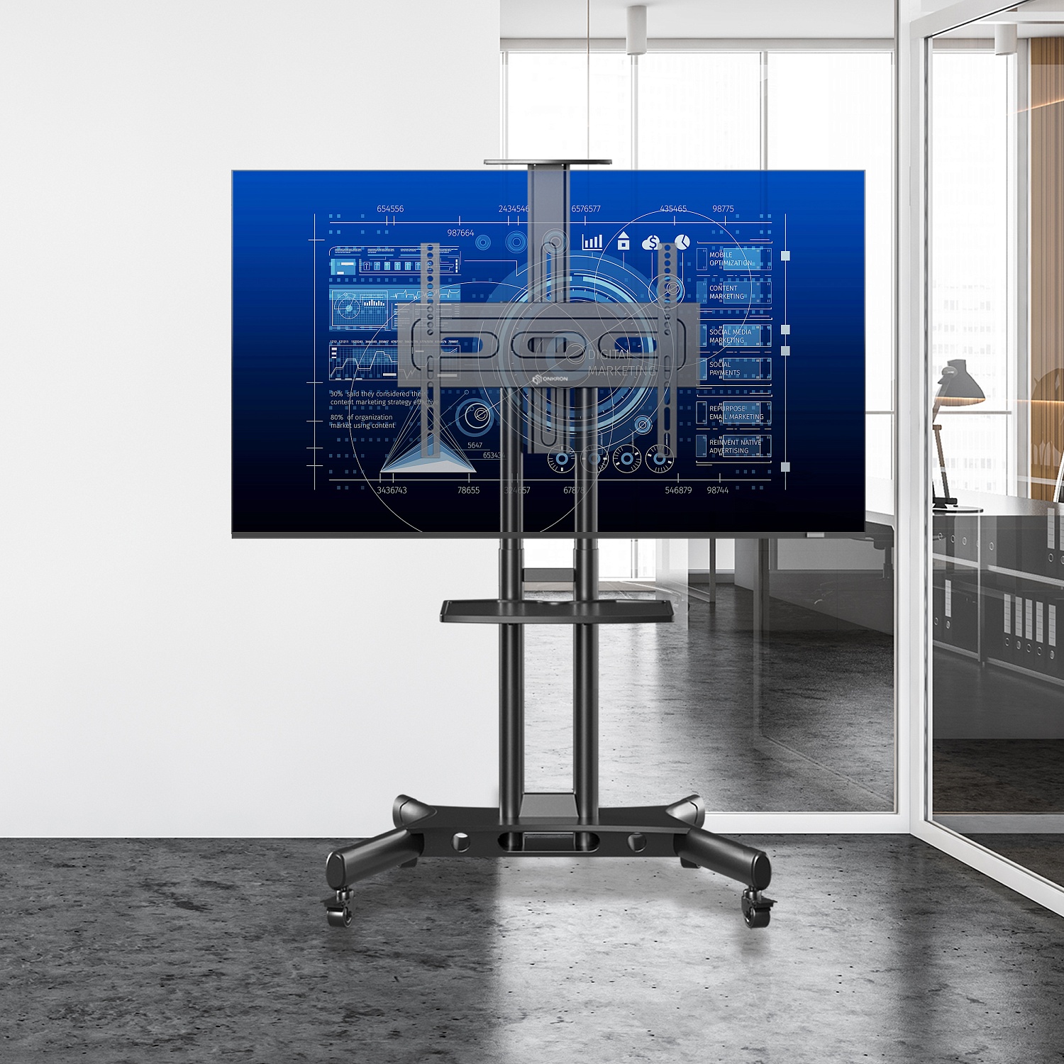 Напольная мобильная  стойка   ONKRON 40"-70", чёрная TS1551