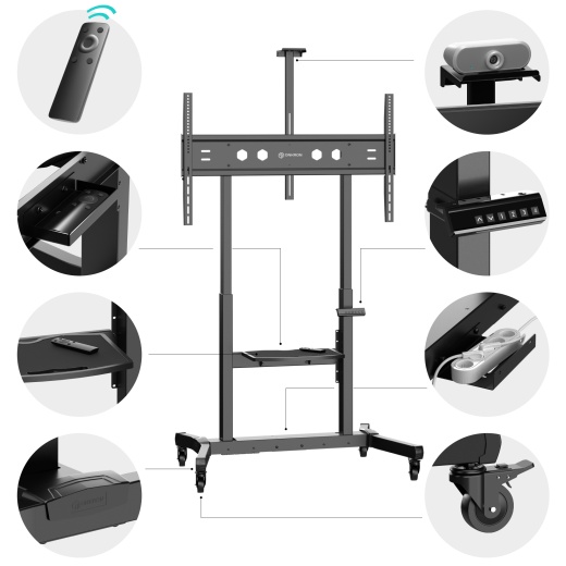 Напольная мобильная моторизованная стойка 55"-100", TS1991 eLift черная
