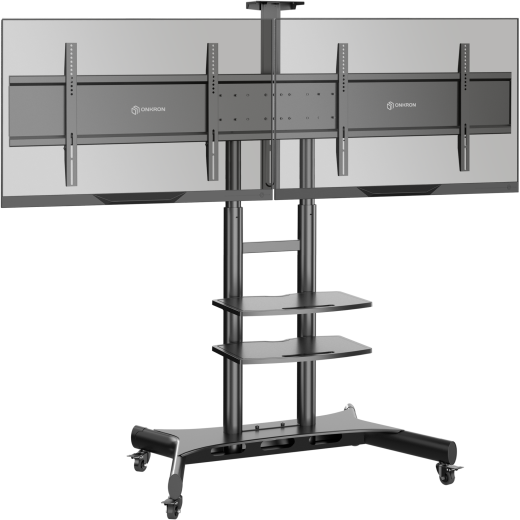 Напольная мобильная  стойка для двух телевизоров  ONKRON 40"-65", чёрная TS1881DV
